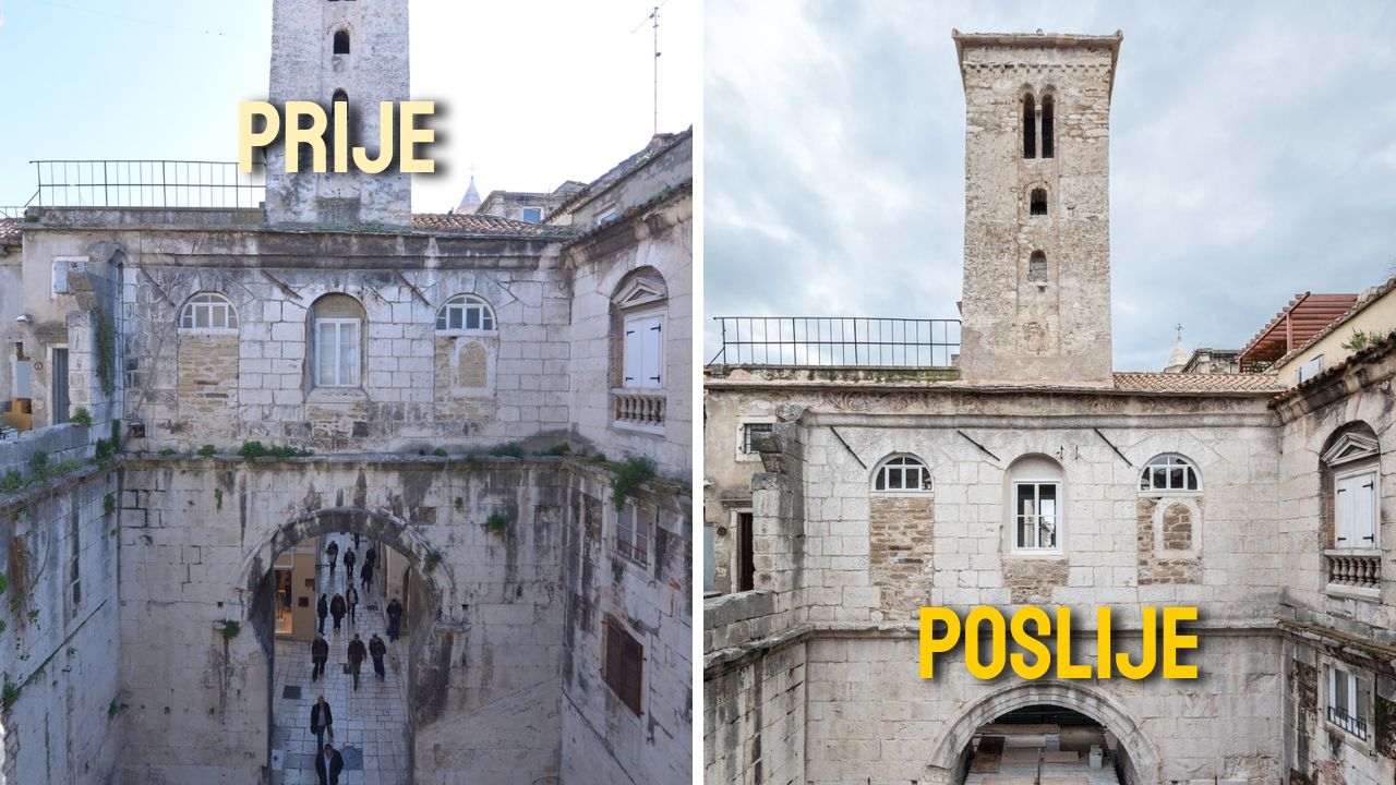Pogled na istočni zid propugnakula i istočnu fasadu Crkve Gospe od Zvonika | foto: Grad Split