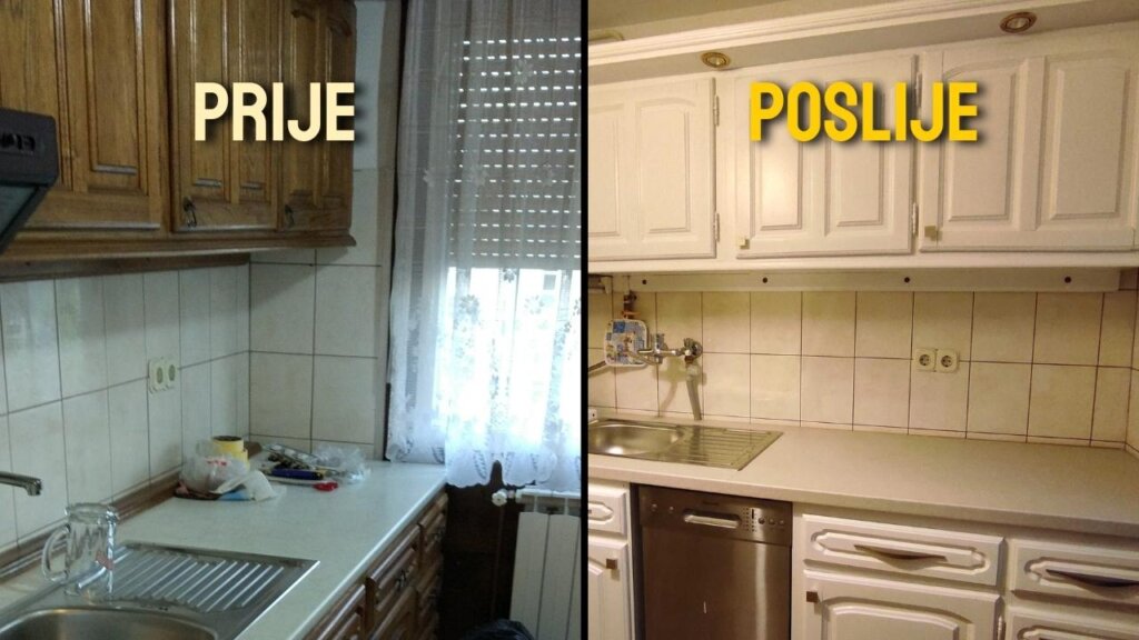 Bojanje kuhinjskih elemenata prije i poslije