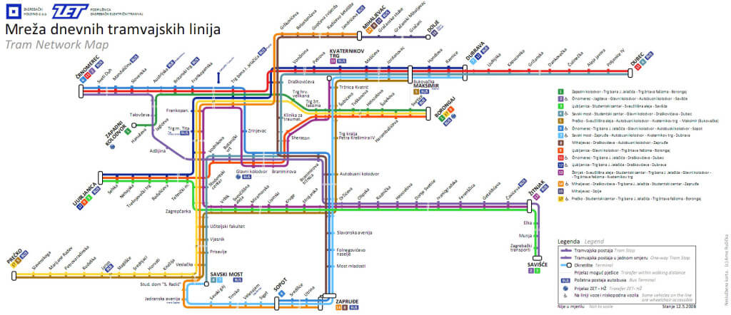 aktualna karta tramvajskih linija zagreb
