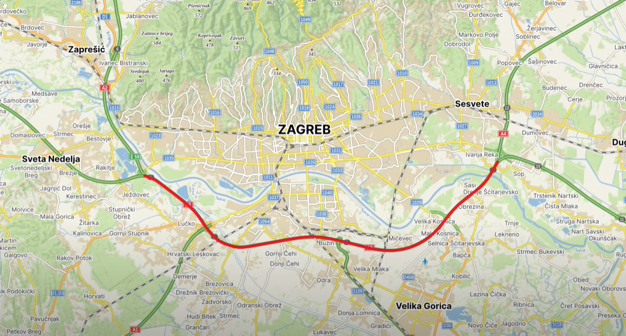Zagrebačka obilaznica, Čvor Zagreb Zapad - Lučko | Foto: YouTube screenshot Na Hrvatskim Cestama