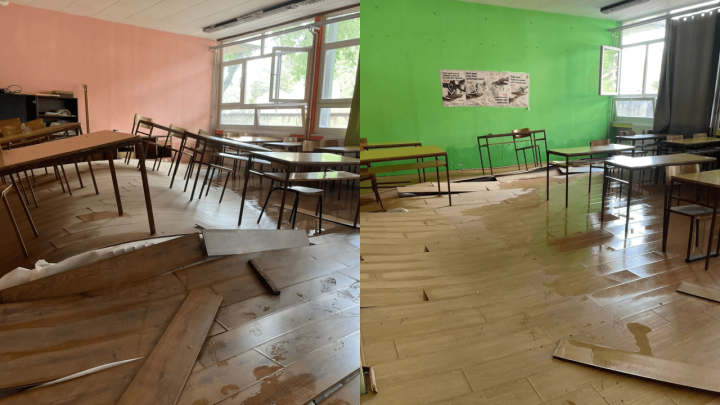 Foto: Digao se laminat u školi koja je zahvaćena poplavom, barem metar je u zraku