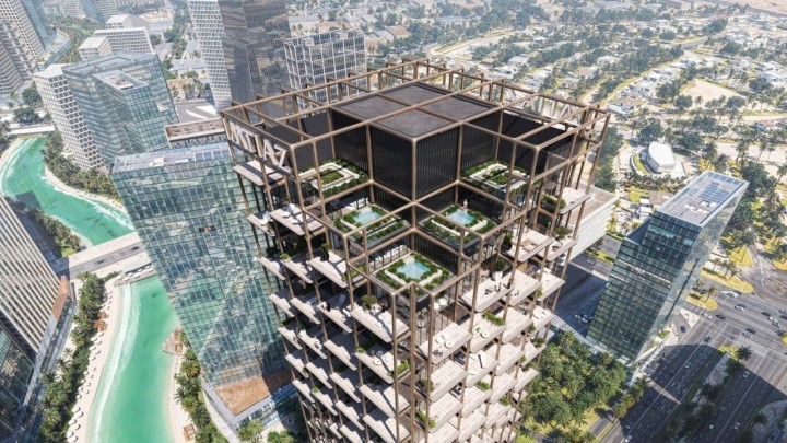 Neboder 'uhvaćen' svjetlećom mrežom: Stanovi s privatnim bazenima i navjerojatnim pogledom