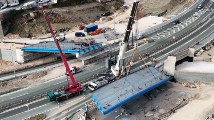 Gradilište čvora Orehovica: Zahtjevna montaža čeličnog nadvožnjaka od 190 tona