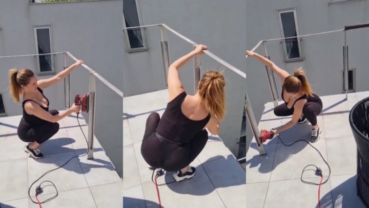 [VIDEO] Nives Celzijus se ne boji 'bauštele': Uzela alat u ruke i pokazala kako se brusi ograda