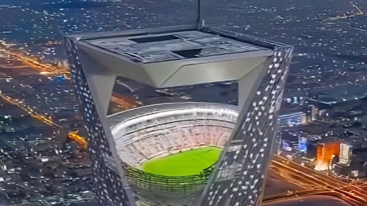 Ovo je prvi nebeski stadion, nalazit će se 350 metara iznad pustinje, tu bi se lako mogle vijoriti naše kockice