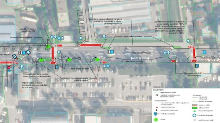 Prenamjena parkirnih mjesta zbog biciklističke staze uzduž Prilaza baruna Filipovića