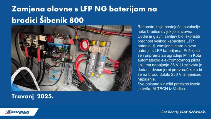 Zamjena olovne s LFP NG baterijom na brodici Šibenik 800