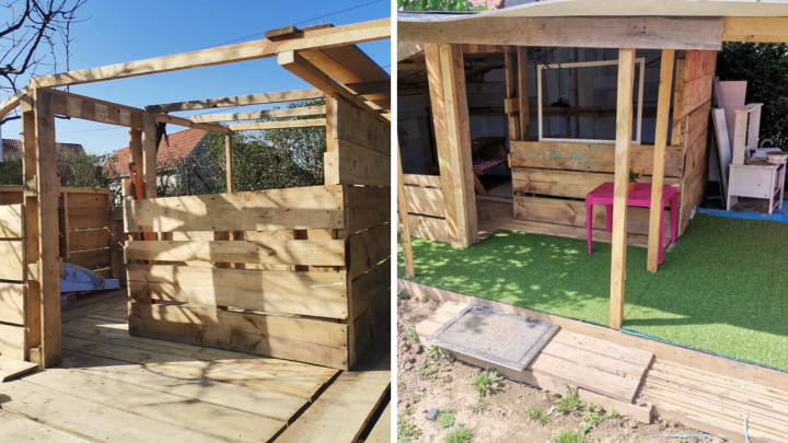 Evo kako je jedan tata iskoristio palete da bi klincima izgradio kućicu za igru