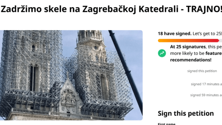 Peticijom se skupljaju potpisi za zadržavanje skela na Zagrebačkoj katedrali!