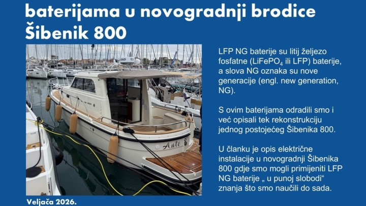 Električna instalacija s LFP NG baterijama u novogradnji brodice Šibenik 800