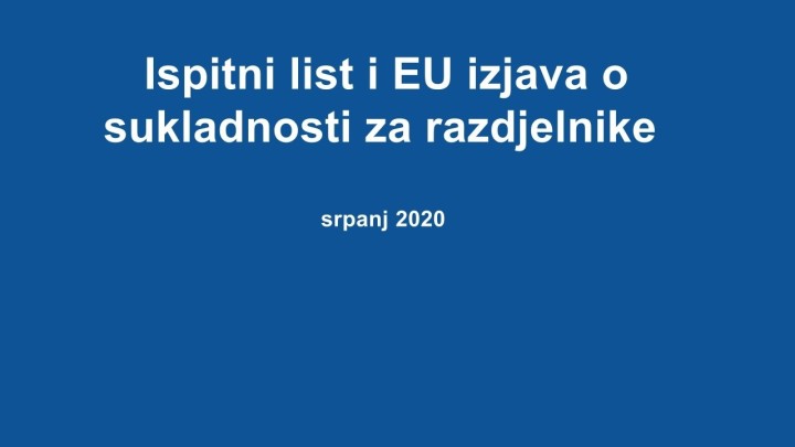 Ispitni list i EU izjava o sukladnosti za razdjelnike