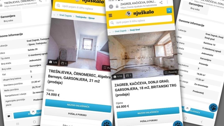 Koliko biste vi dali za ove nekretnine? Suteren kod Britanca i potkrovlje na Trešnjevki, kvadrat 3.500 eura