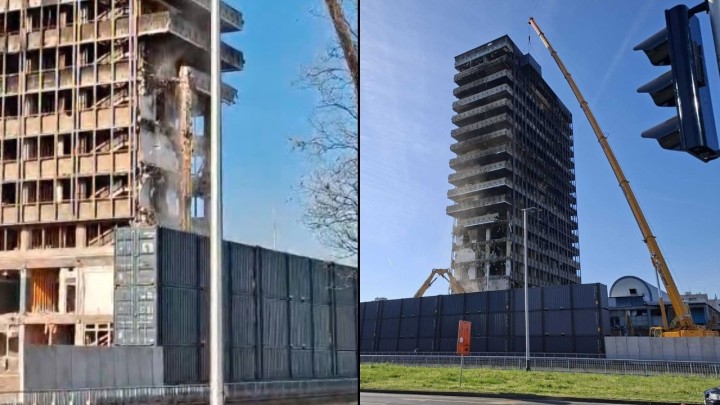 U tišini krenulo 'grickanje' Vjesnika?! Na terenu veliki stroj uklanja sjeverne konzole, znamo što se radi