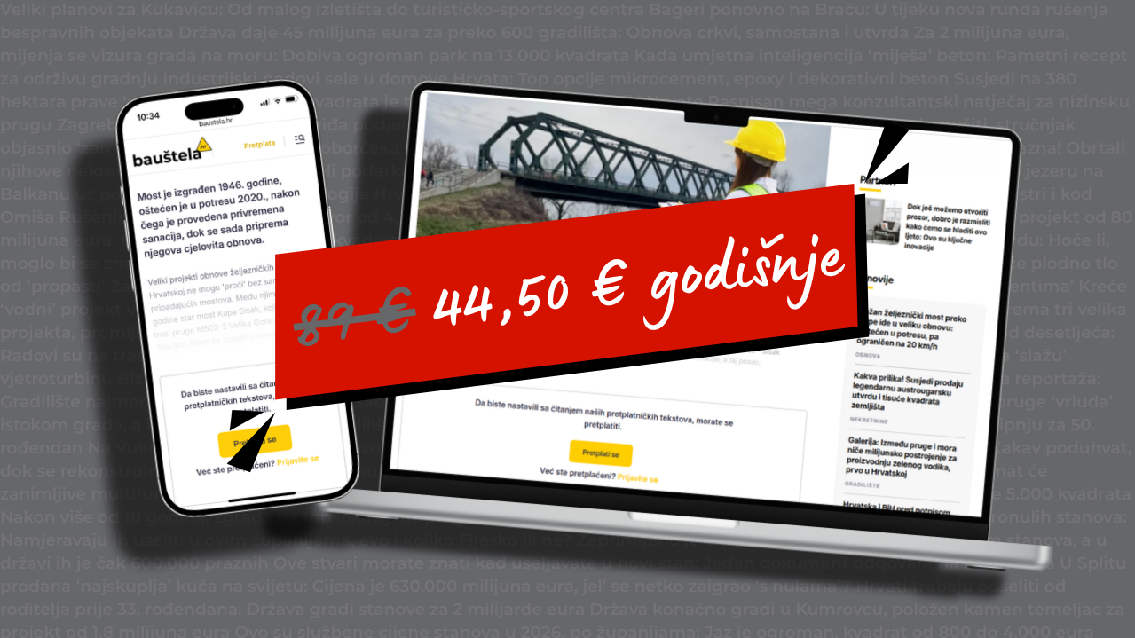 Čitajte portal bauštela.hr cijele godine u pola cijene: Podržite neovisno novinarstvo uz veliku akciju